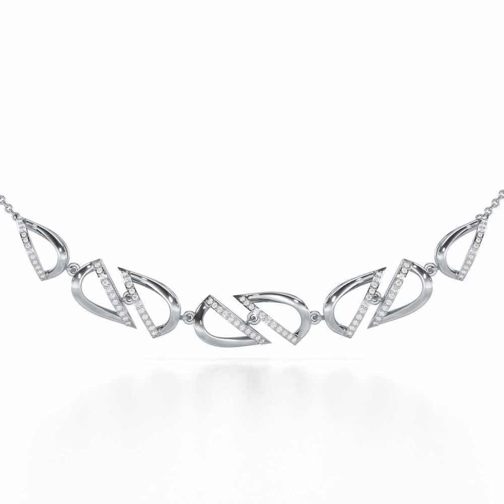 Opulent Melody Silver Necklace - White Gold - Image 1