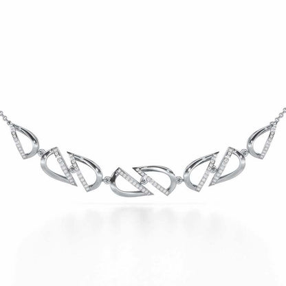 Opulent Melody Silver Necklace - White Gold - Image 1