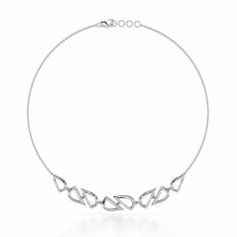 Opulent Melody Silver Necklace - White Gold - Image 2