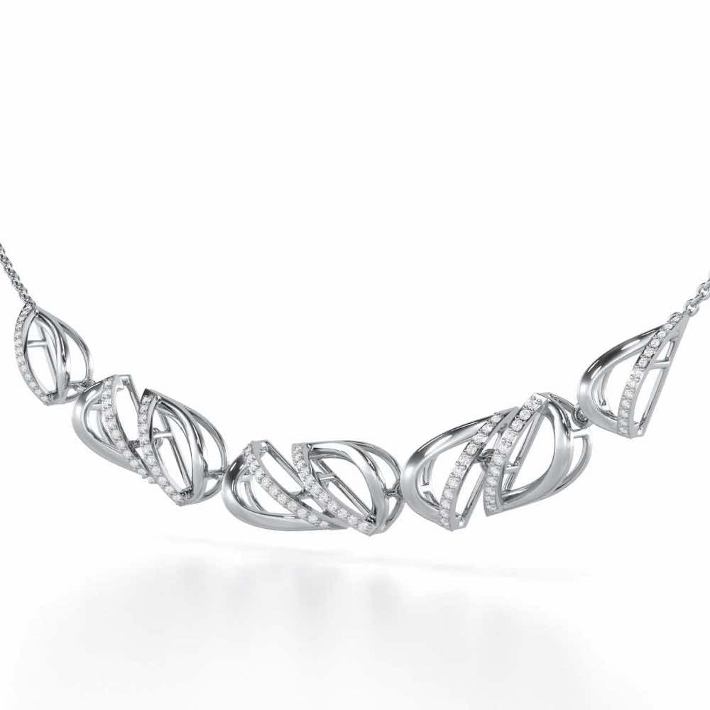 Opulent Melody Silver Necklace - White Gold - Image 3