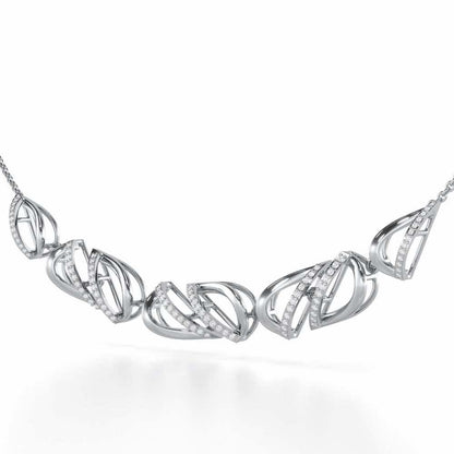 Opulent Melody Silver Necklace - White Gold - Image 3