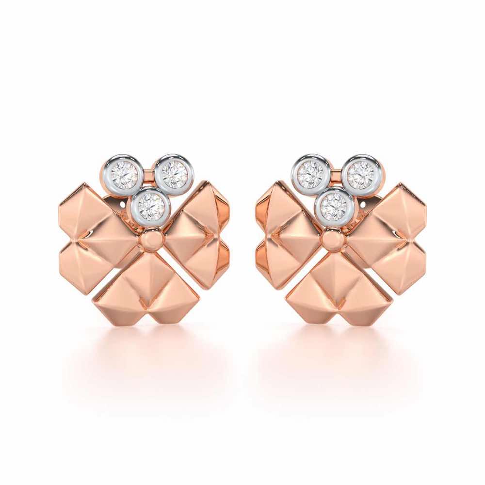 Opulent Overture Silver Stud Earrings - Rose Gold - Image 1