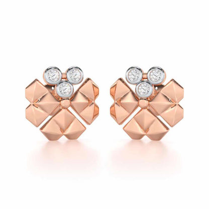 Opulent Overture Silver Stud Earrings - Rose Gold - Image 1