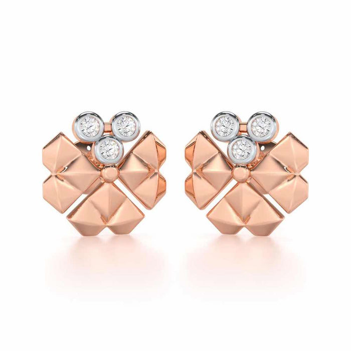 Opulent Overture Silver Stud Earrings - Rose Gold - Image 1