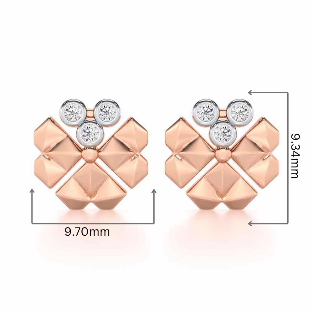 Opulent Overture Silver Stud Earrings - Rose Gold - Image 2