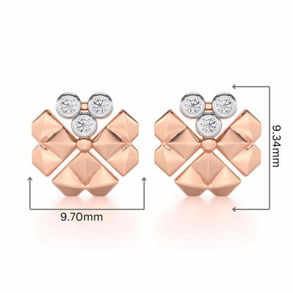 Opulent Overture Silver Stud Earrings - Rose Gold - Image 2