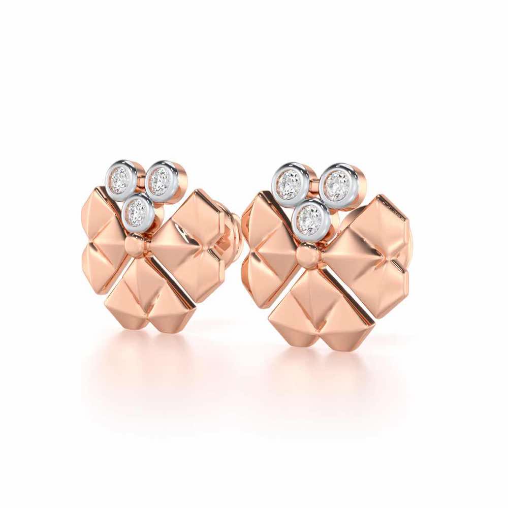 Opulent Overture Silver Stud Earrings - Rose Gold - Image 3