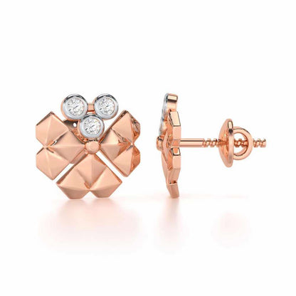 Opulent Overture Silver Stud Earrings - Rose Gold - Image 4