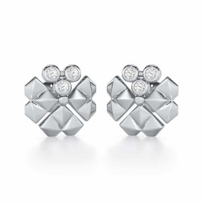 Opulent Overture Silver Stud Earrings - White Gold - Image 1