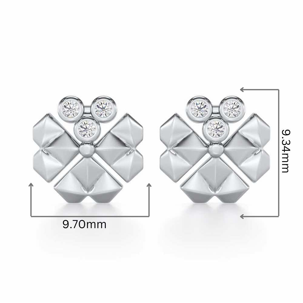 Opulent Overture Silver Stud Earrings - White Gold - Image 2