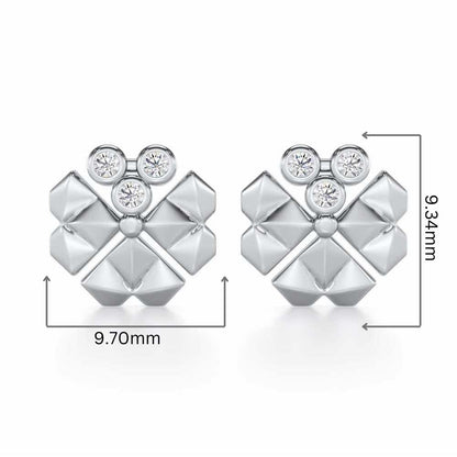 Opulent Overture Silver Stud Earrings - White Gold - Image 2