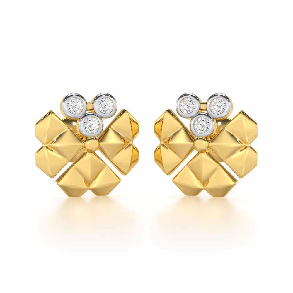 Opulent Overture Silver Stud Earrings - Yellow Gold - Image 1