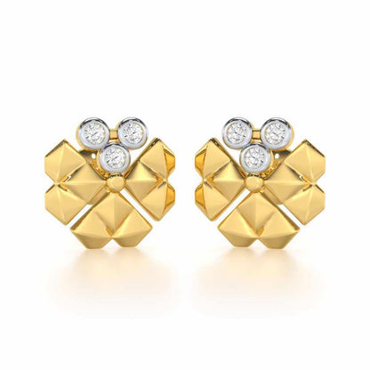 Opulent Overture Silver Stud Earrings - Yellow Gold - Image 1