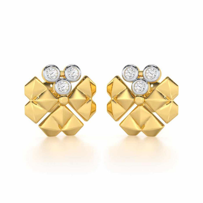 Opulent Overture Silver Stud Earrings - Yellow Gold - Image 1