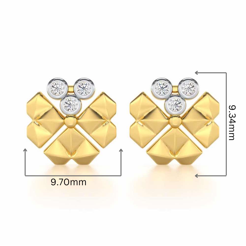 Opulent Overture Silver Stud Earrings - Yellow Gold - Image 2