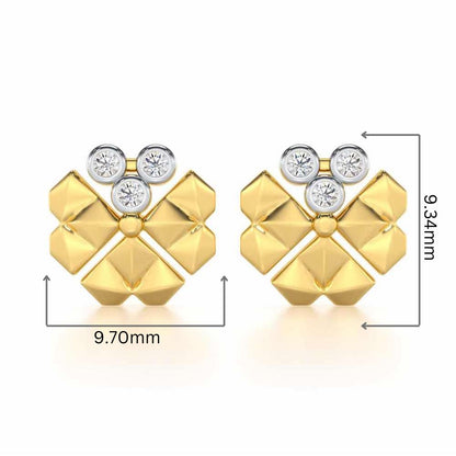 Opulent Overture Silver Stud Earrings - Yellow Gold - Image 2