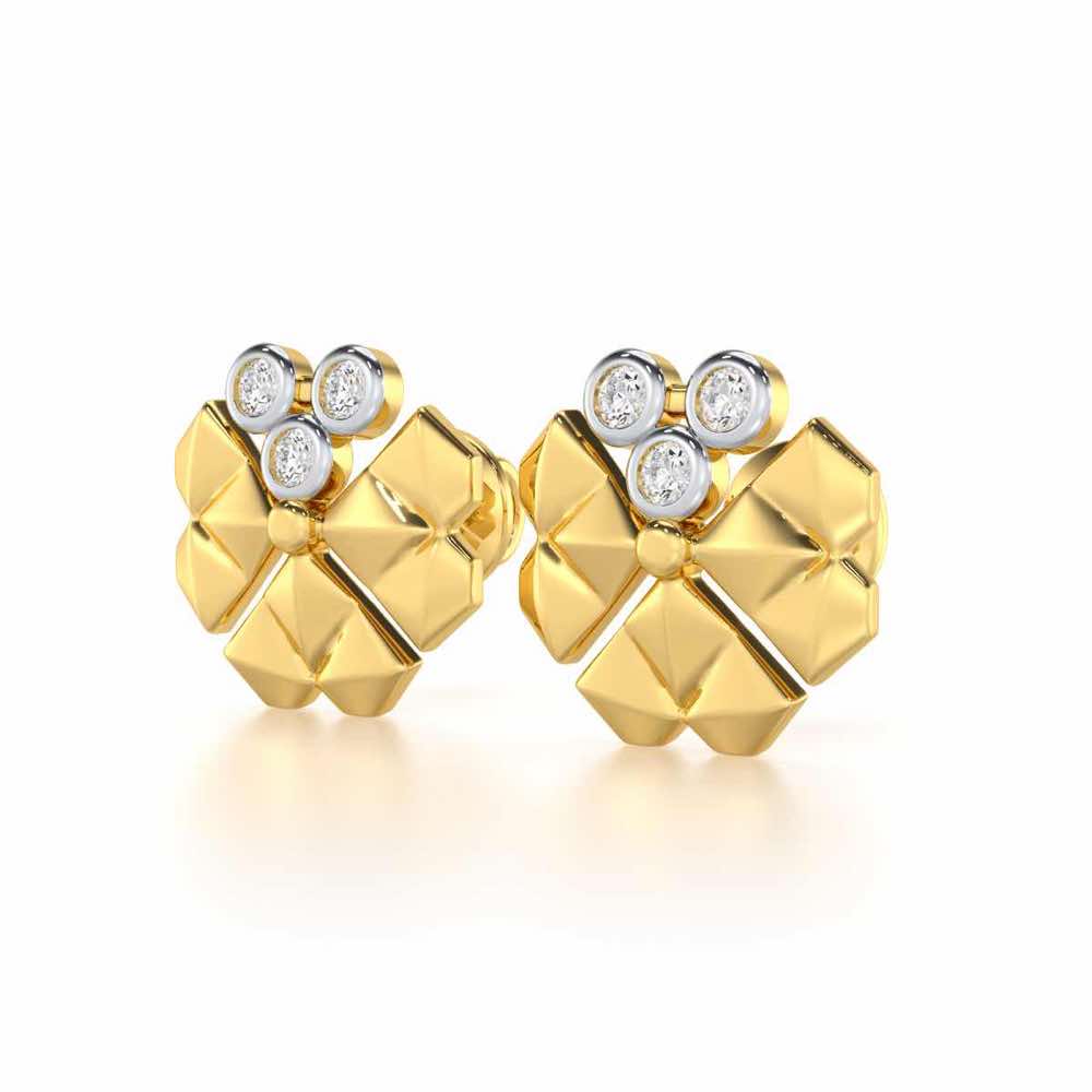 Opulent Overture Silver Stud Earrings - Yellow Gold - Image 3