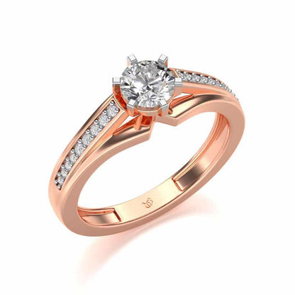 Opulent Solitaire Silver Ring - Rose Gold - Image 1