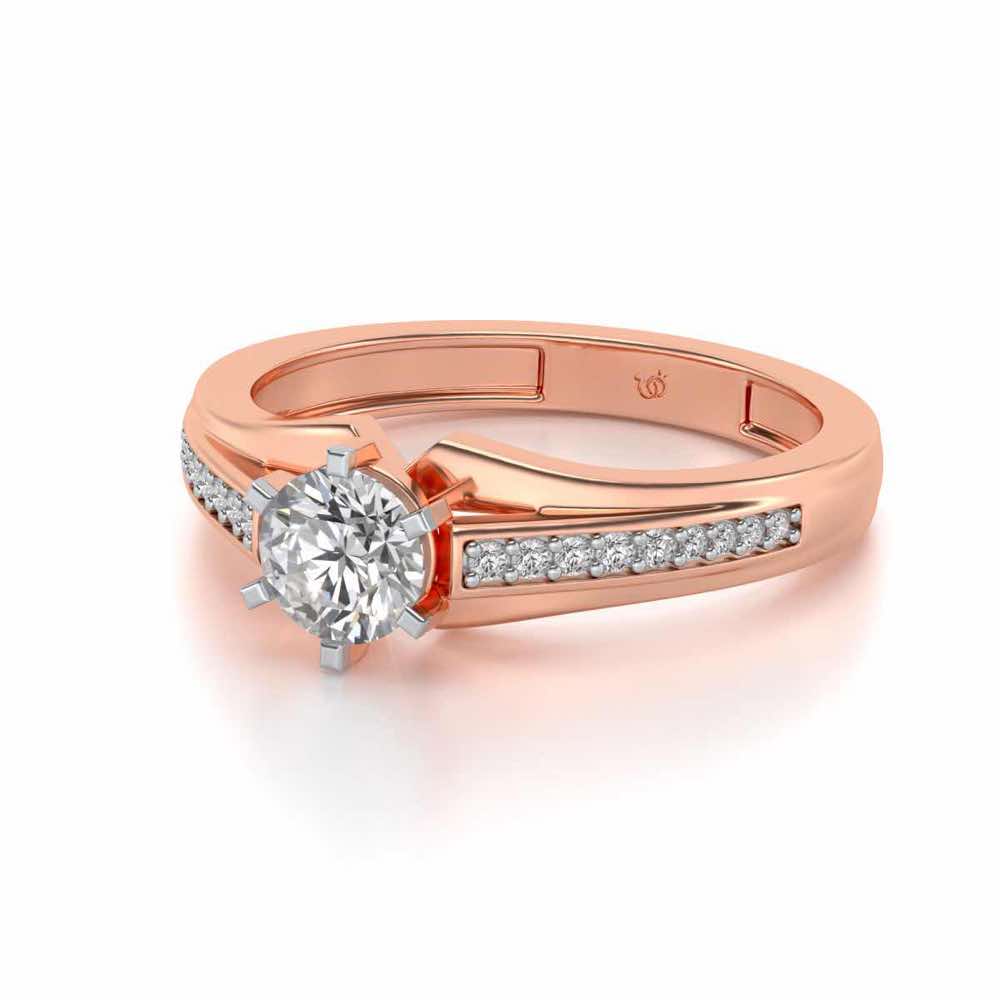 Opulent Solitaire Silver Ring - Rose Gold - Image 2