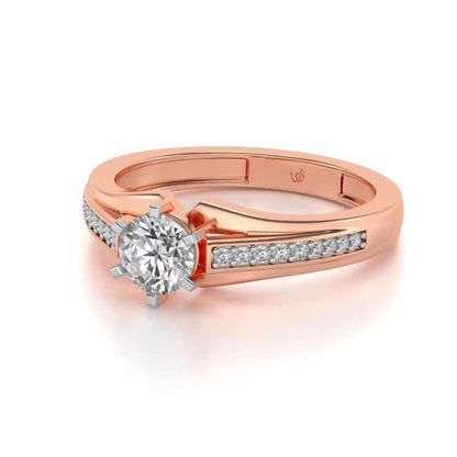 Opulent Solitaire Silver Ring - Rose Gold - Image 2