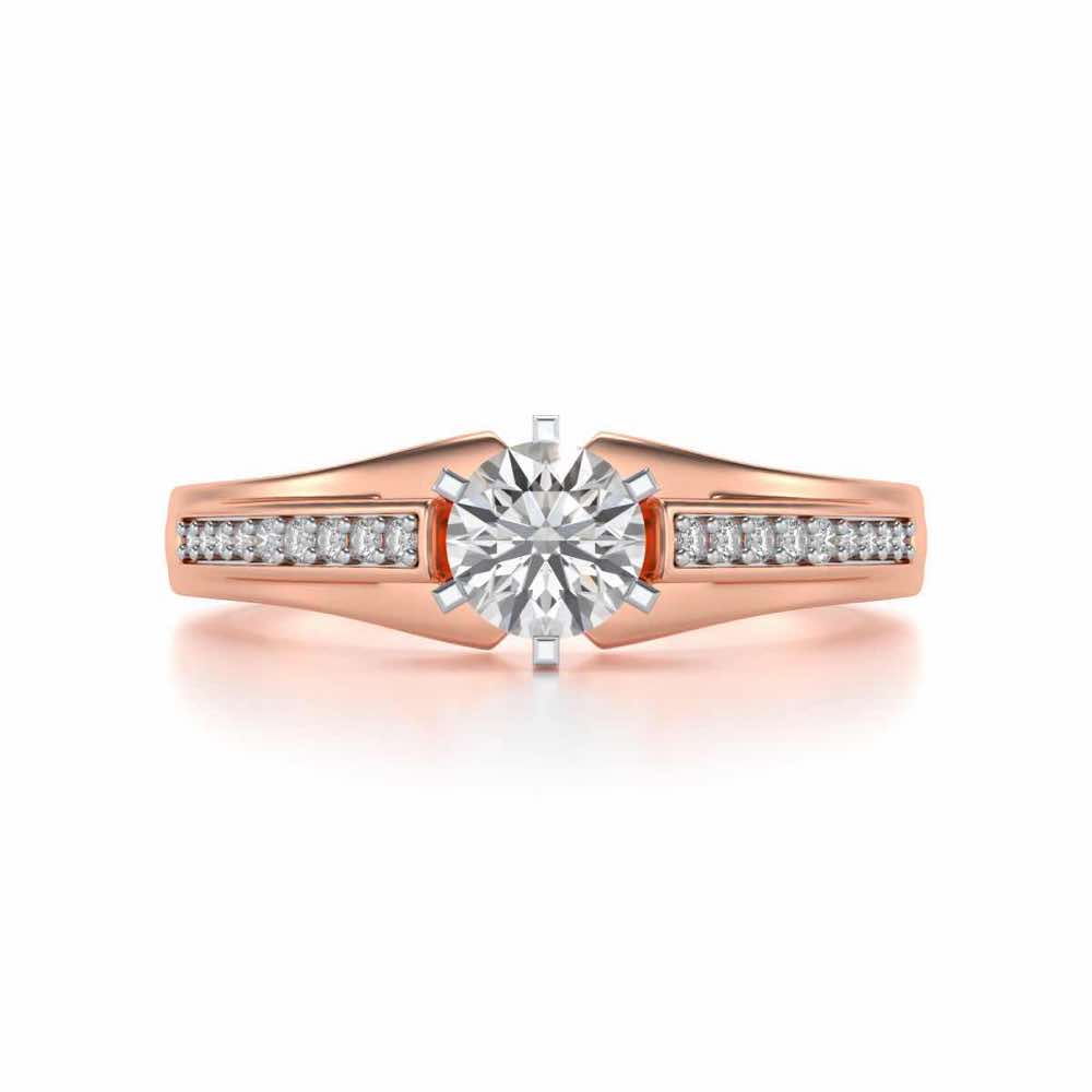Opulent Solitaire Silver Ring - Rose Gold - Image 4