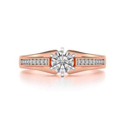 Opulent Solitaire Silver Ring - Rose Gold - Image 4