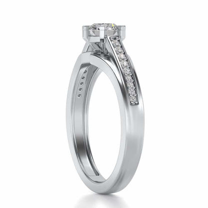 Opulent Solitaire Silver Ring - White Gold - Image 3