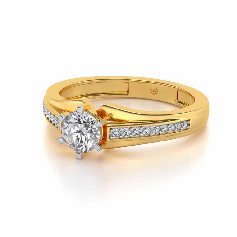 Opulent Solitaire Silver Ring - Yellow Gold - Image 2