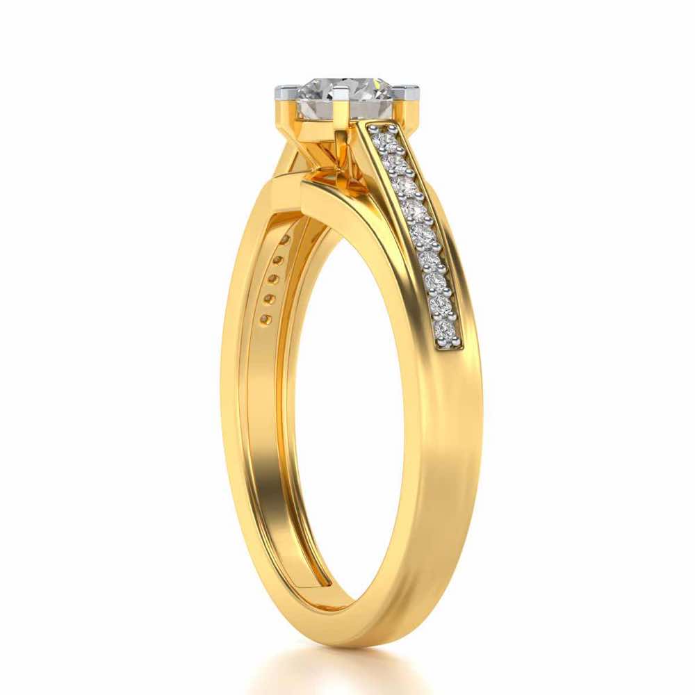 Opulent Solitaire Silver Ring - Yellow Gold - Image 3