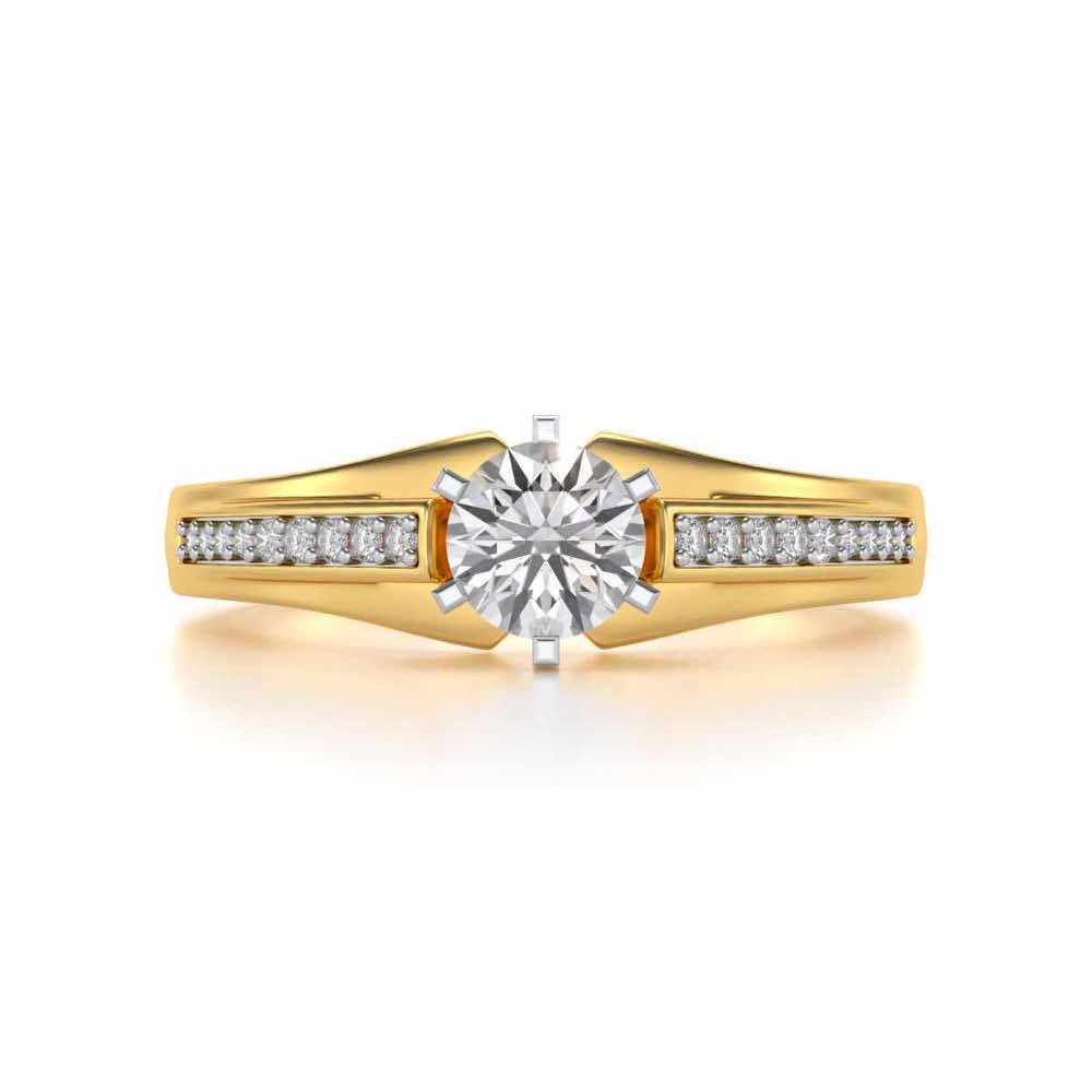 Opulent Solitaire Silver Ring - Yellow Gold - Image 4