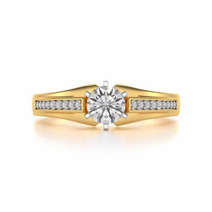 Opulent Solitaire Silver Ring - Yellow Gold - Image 4