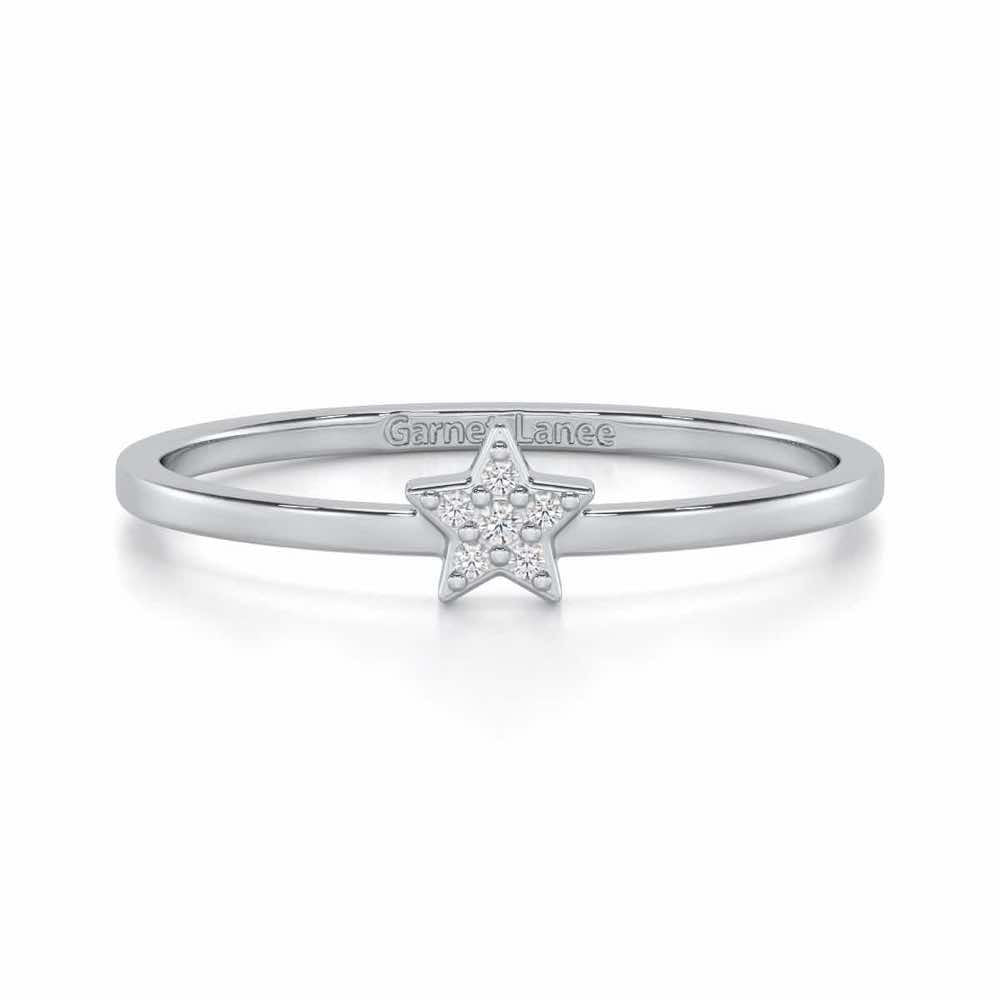 Opulent Star Silver Ring - White Gold - Image 4