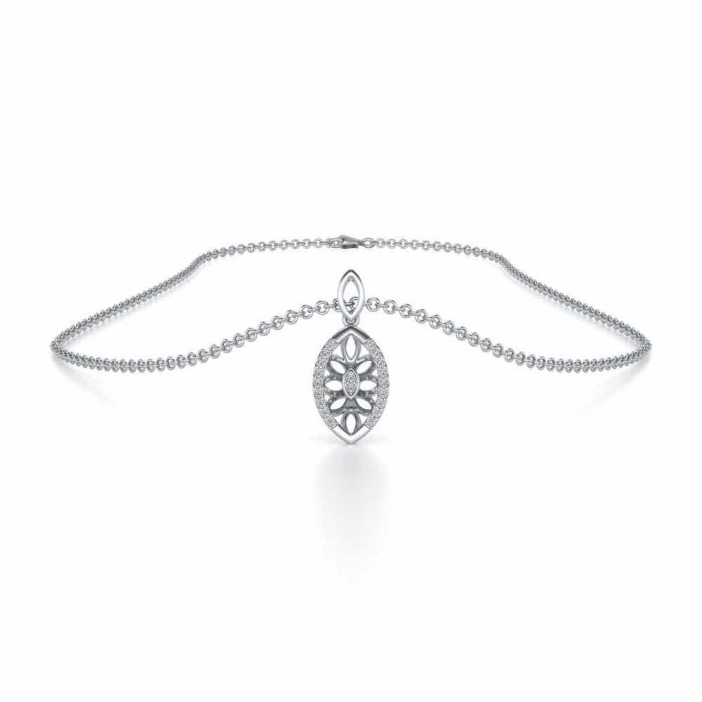 Orion Silver Pendant Earrings Set - White Gold - Image 3