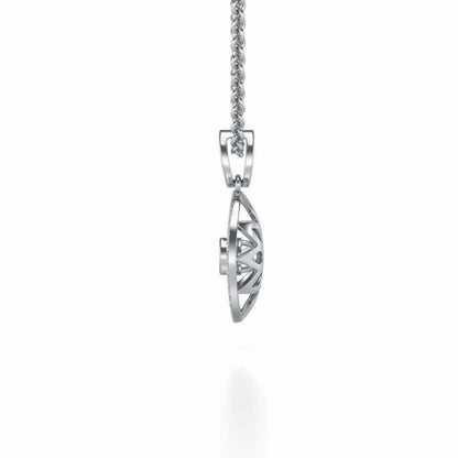 Orion Silver Pendant Earrings Set - White Gold - Image 4