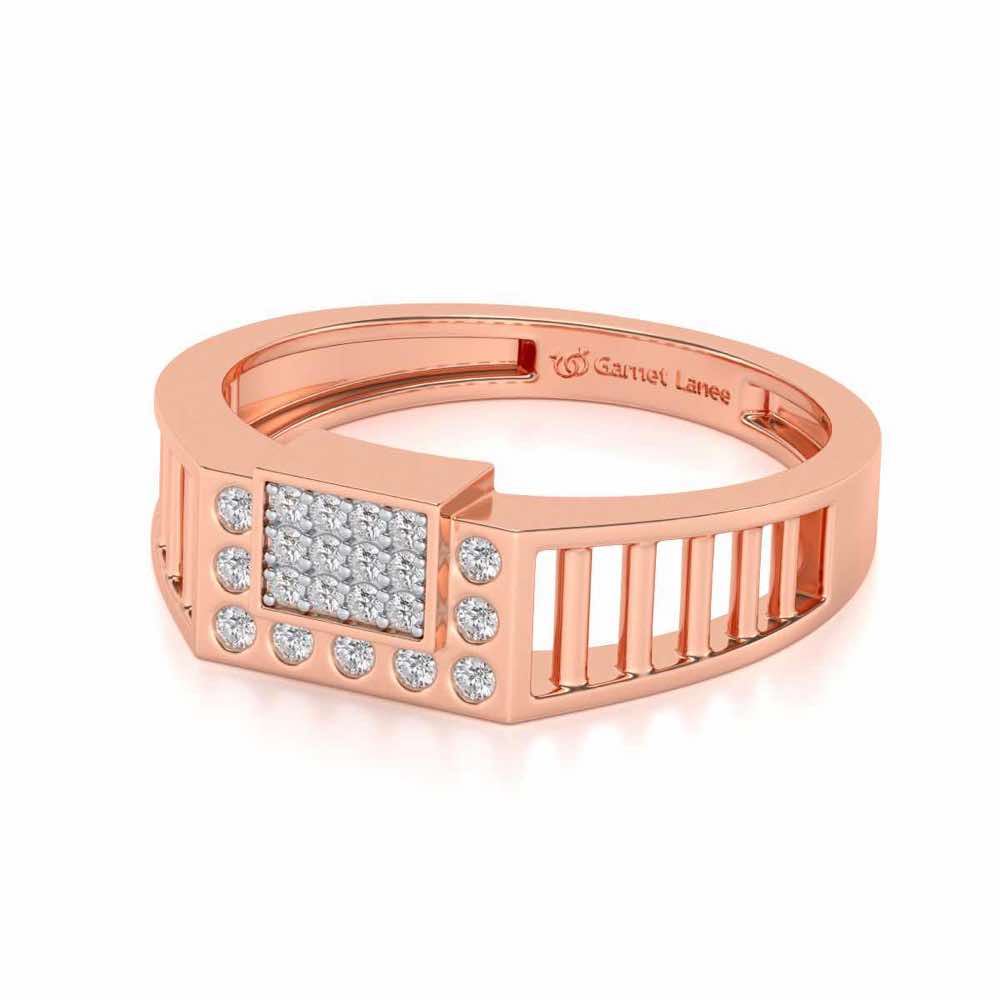 Out-Square Silver Ring For Men - Rose Gold - Image 2