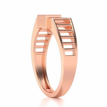 Out-Square Silver Ring For Men - Rose Gold - Image 3