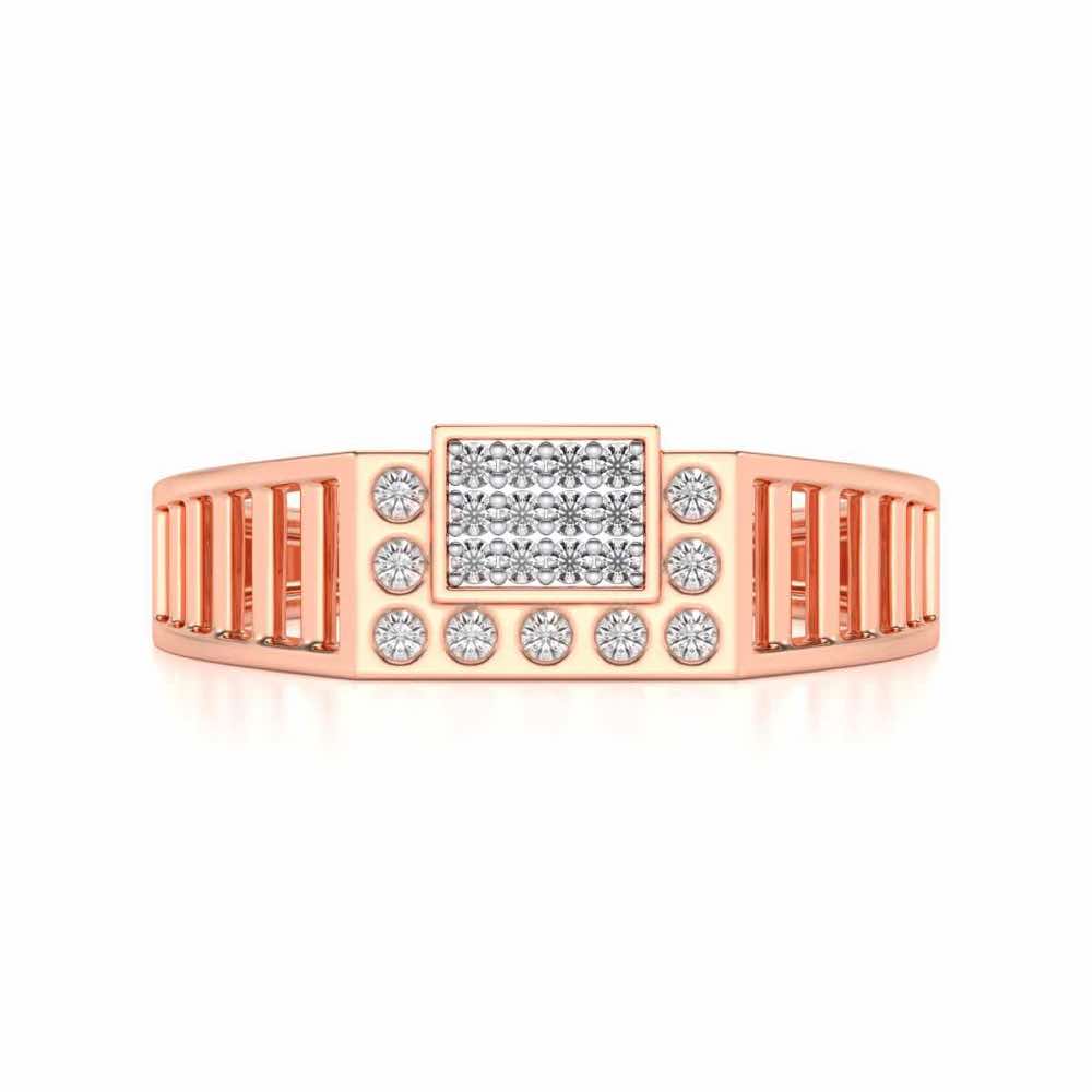 Out-Square Silver Ring For Men - Rose Gold - Image 4