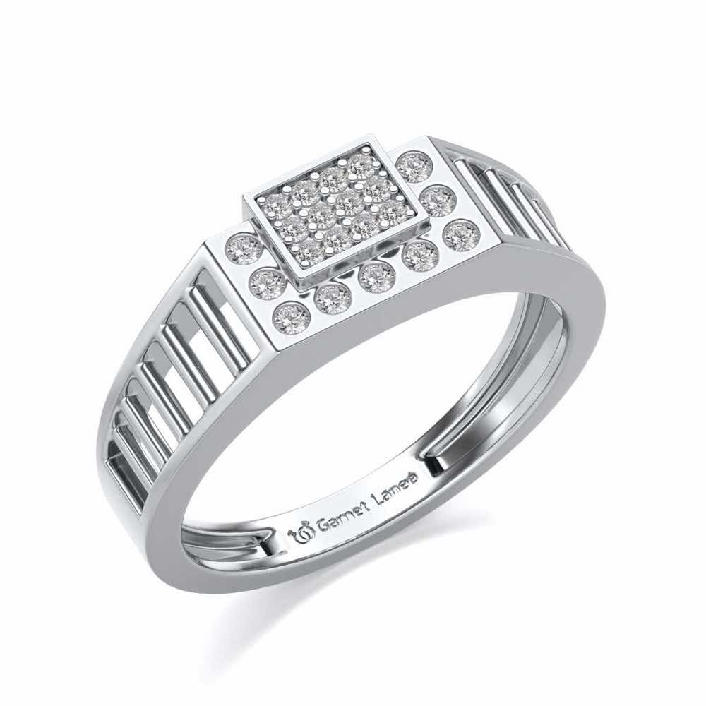 Out-Square Silver Ring For Men - White Gold - Image 1
