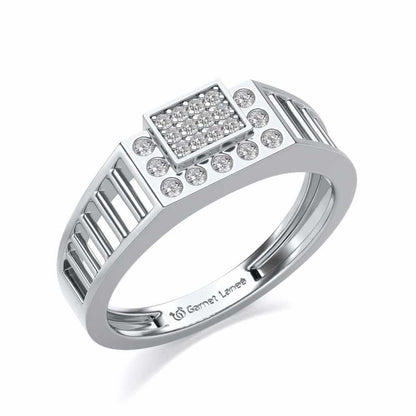 Out-Square Silver Ring For Men - White Gold - Image 1