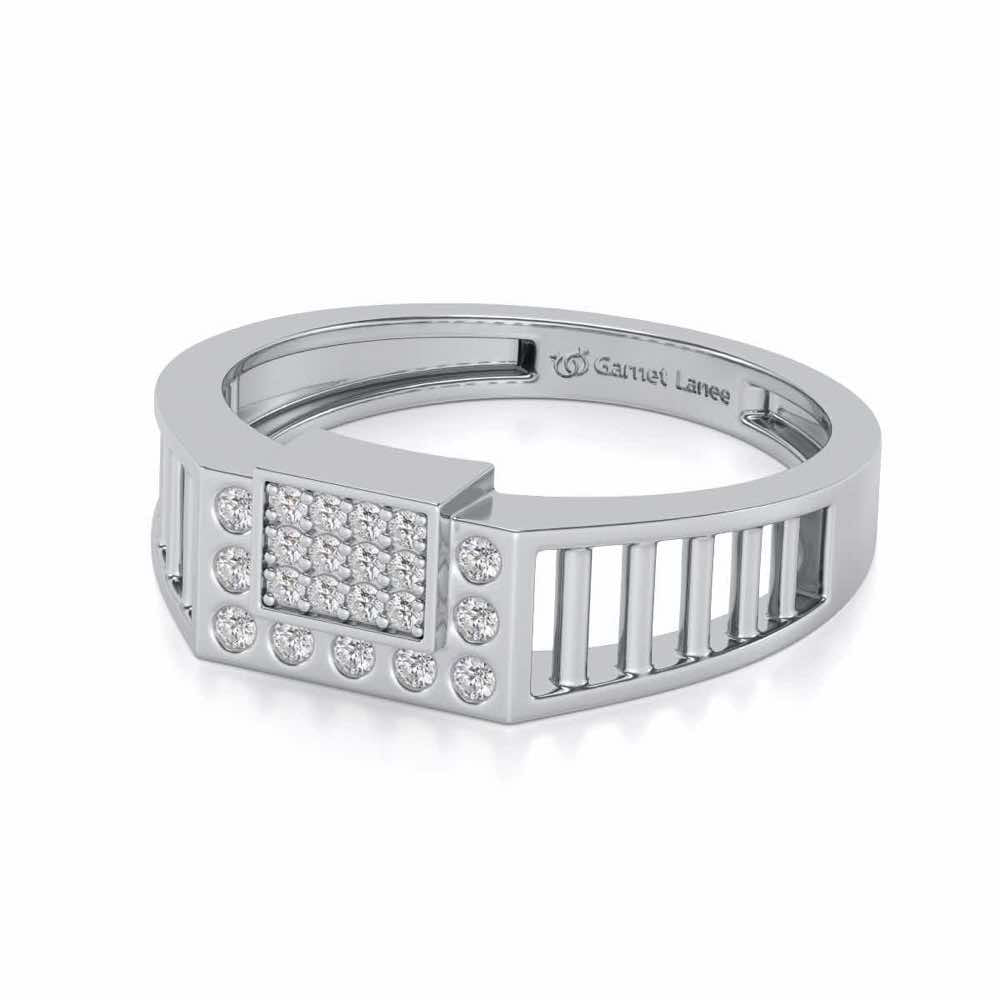 Out-Square Silver Ring For Men - White Gold - Image 2