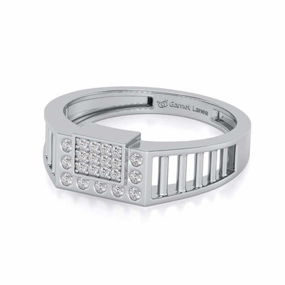 Out-Square Silver Ring For Men - White Gold - Image 2