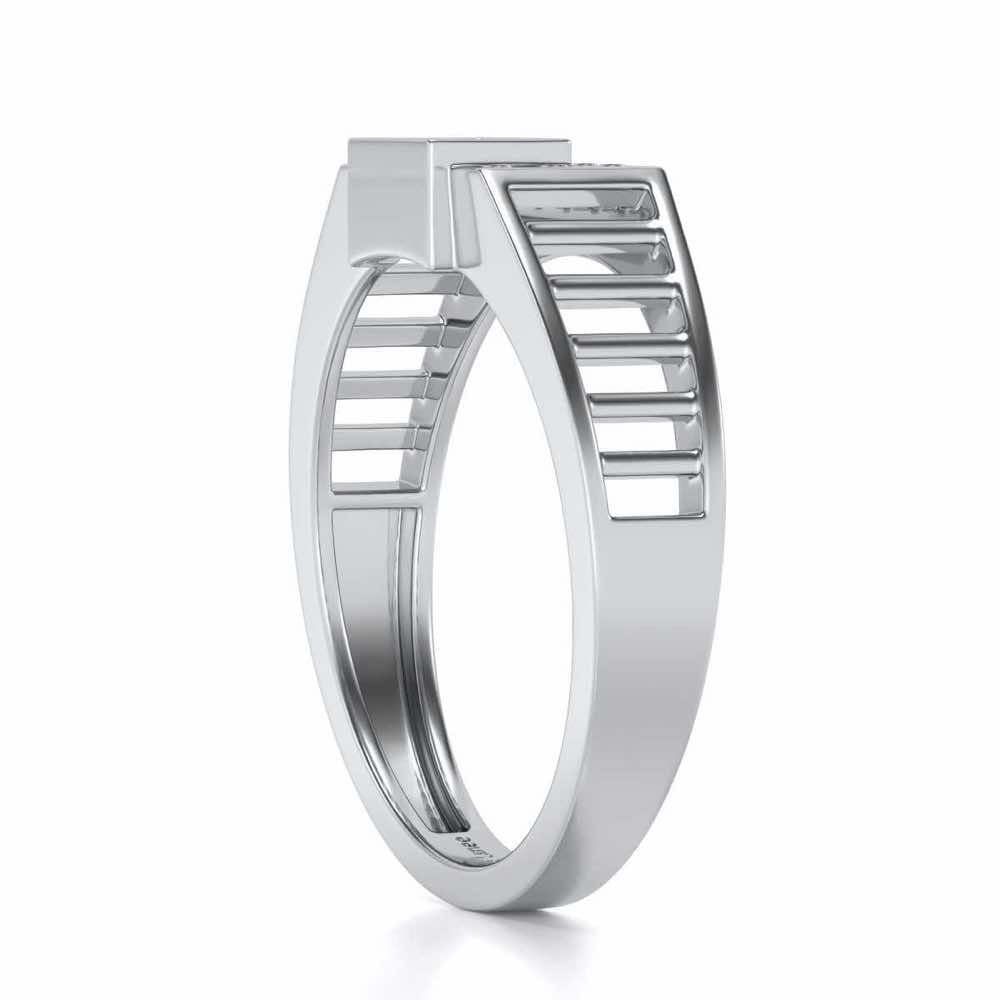 Out-Square Silver Ring For Men - White Gold - Image 3