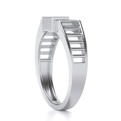 Out-Square Silver Ring For Men - White Gold - Image 3