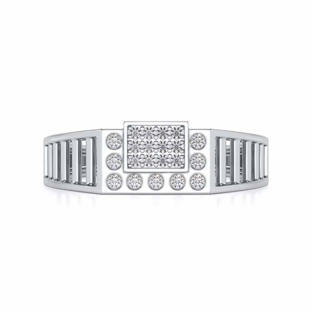 Out-Square Silver Ring For Men - White Gold - Image 4