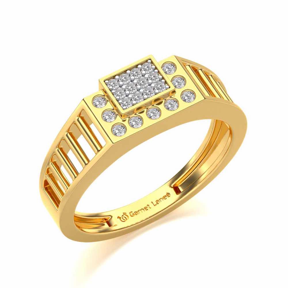 Out-Square Silver Ring For Men - Yellow Gold - Image 1