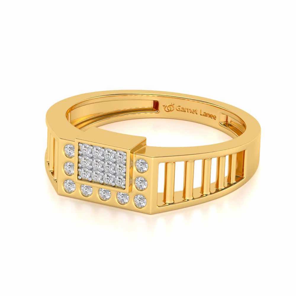 Out-Square Silver Ring For Men - Yellow Gold - Image 2