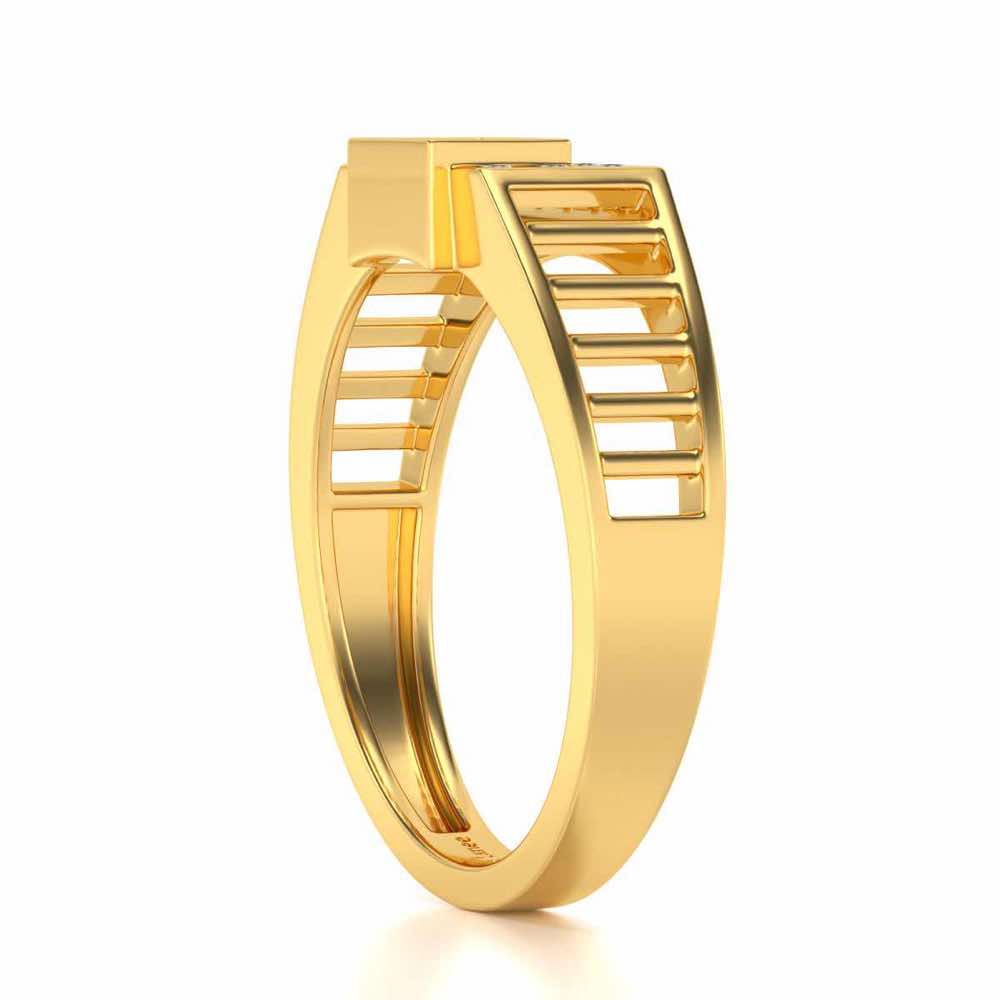 Out-Square Silver Ring For Men - Yellow Gold - Image 3