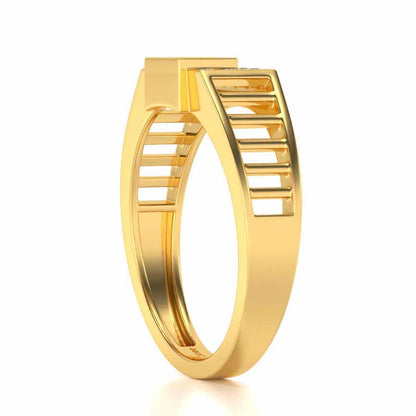 Out-Square Silver Ring For Men - Yellow Gold - Image 3