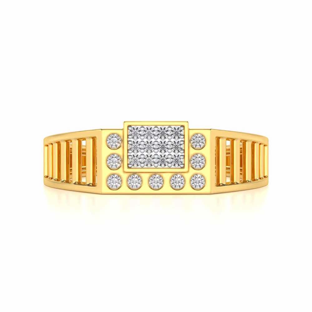 Out-Square Silver Ring For Men - Yellow Gold - Image 4