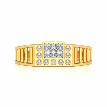 Out-Square Silver Ring For Men - Yellow Gold - Image 4